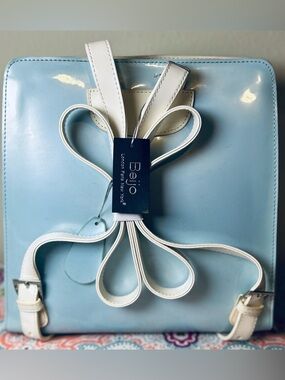 Vintage Beijo Baby Blue Patent Backpack Purse Y2K Deadstock NWT London Paris NY